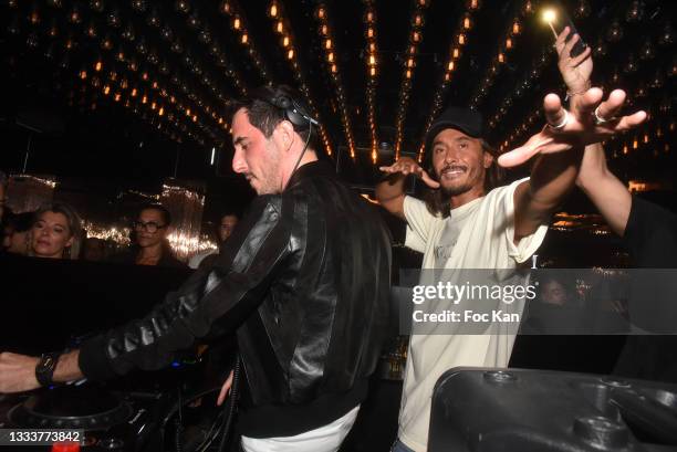 The Avener aka Tristan Casara and DJ Sylvain Armand attend the VIP Room Party In Saint-Tropez on August 11, 2021 in Saint Tropez, France.