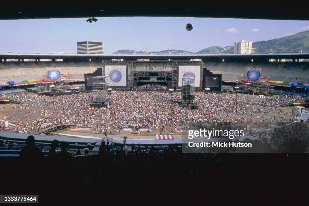 Wide angle view of the Rock In Rio II festival at the Maracanã Stadium, Rio de Janeiro, Brazil, 18th–27th January 1991.