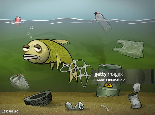 water pollution - ocean garbage stock illustrations