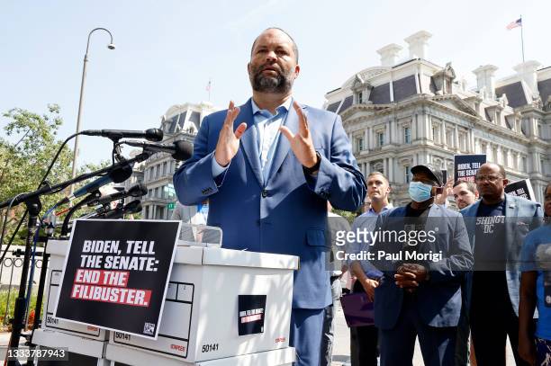 Ben Jealous, President & CEO of People for the American Way, along with Congresswoman Eleanor Holmes Norton and other voting rights advocates from...