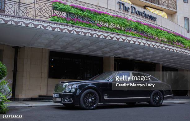 The Bentley Mulsanne Speed seen outside The Dorchester Hotel in Mayfair, London. The Mulsanne is the first ground-up new design from Bentley since...