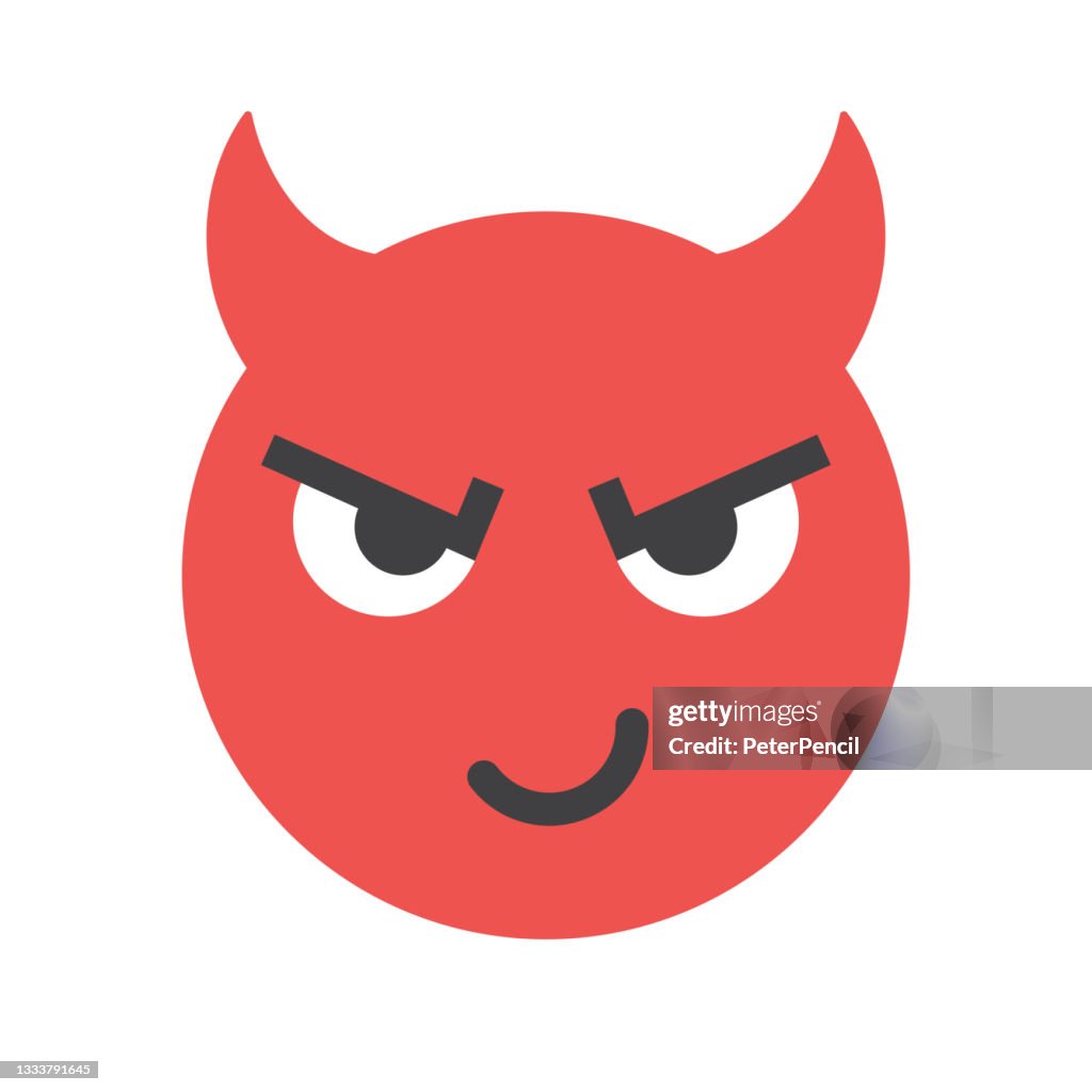 Devil Smiley - Emoji-Symbol. Emoticon. Lächeln. Emotion. Lustiger Cartoon. Soziale Medien. Vektor-Iluustration