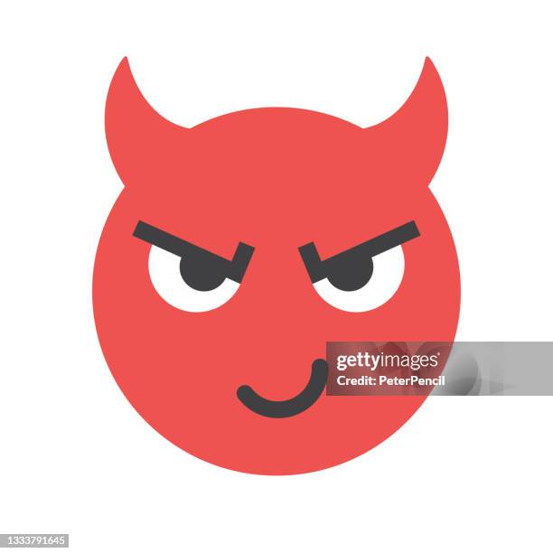 ilustrações de stock, clip art, desenhos animados e ícones de devil smiley - emoji icon. emoticon. smile. emotion. funny cartoon. social media. vector iluustration - smile