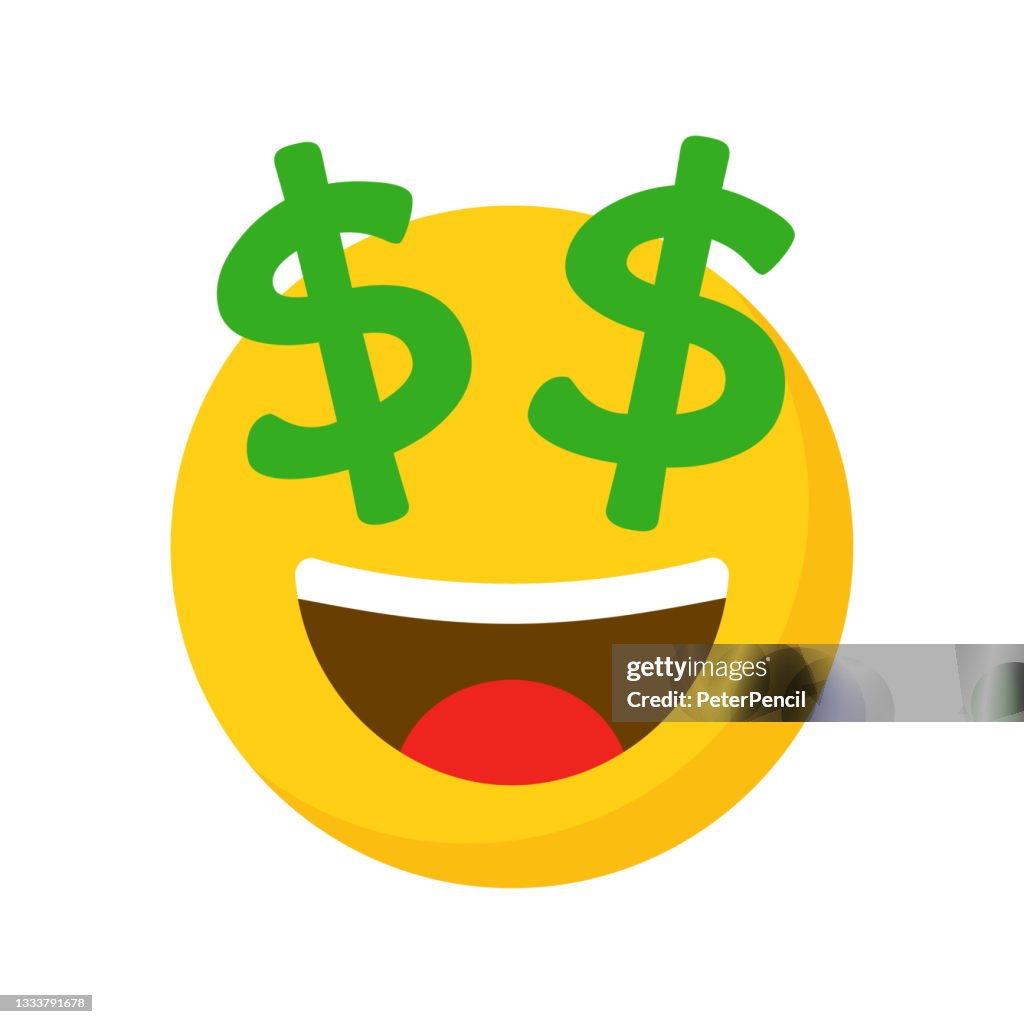 Smiley Money Emoji Icon Emoticon Smile Emotion Funny Cartoon Social Media  Vector Iluustration High-Res Vector Graphic - Getty Images