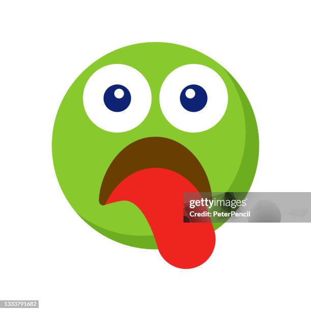 sick smiley - emoji icon. emoticon. smile. emotion. funny cartoon. social media. vector iluustration - sick emoji stock illustrations