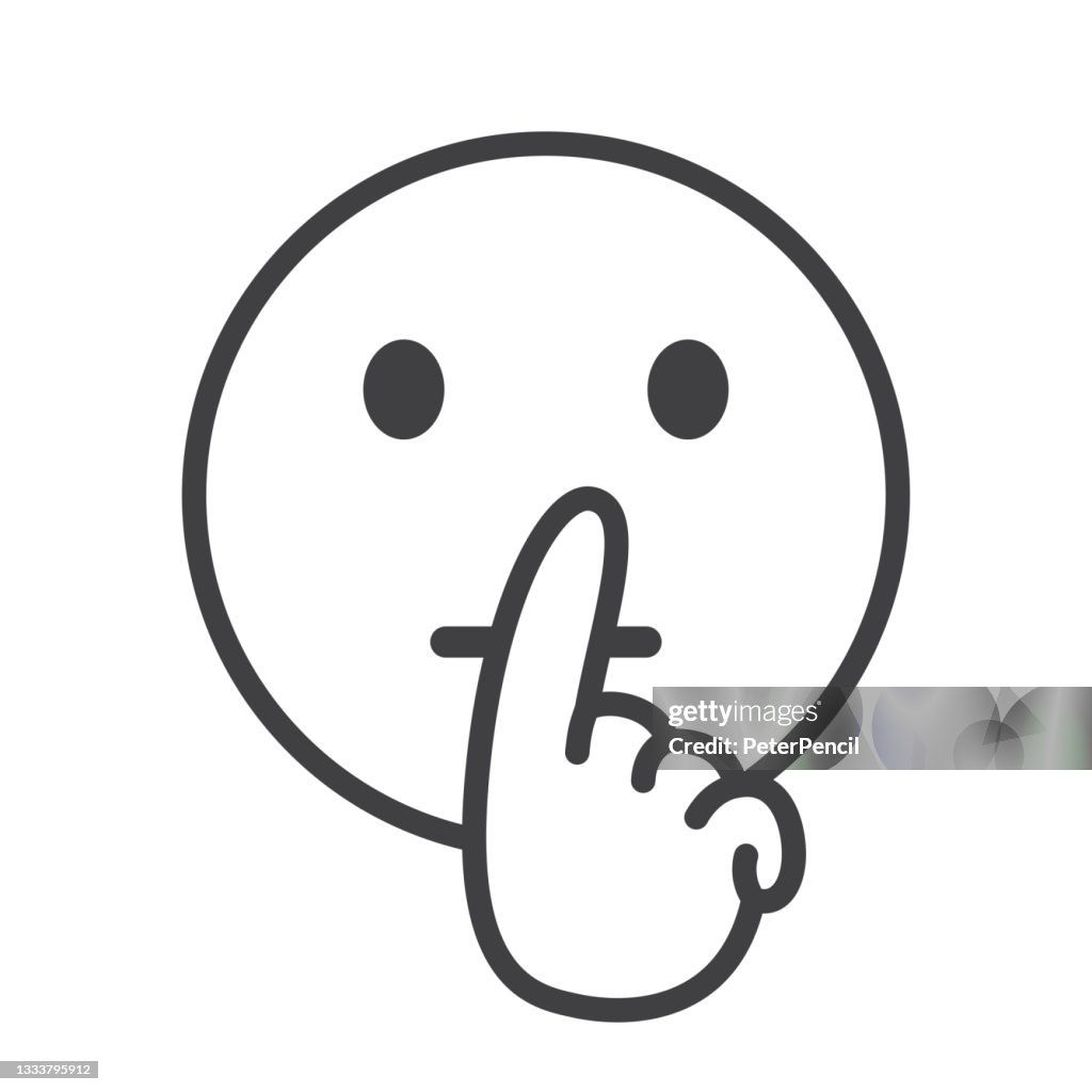 Silent Smiley - Emoji Icon. Emoticon. Smile. Emotion. Funny Cartoon. Social Media. Vector iluustration