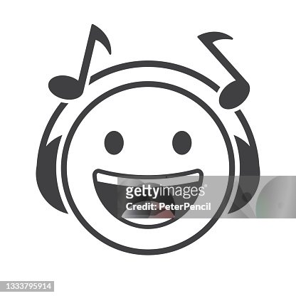 Music Listening Smiley Emoji Icon Emoticon Smile Emotion Funny Cartoon  Social Media Vector Iluustration High-Res Vector Graphic - Getty Images