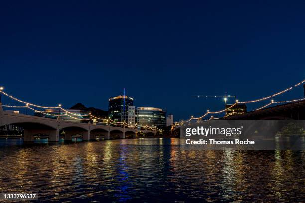 tempe town lake after sunset - tempe arizona stock pictures, royalty-free photos & images