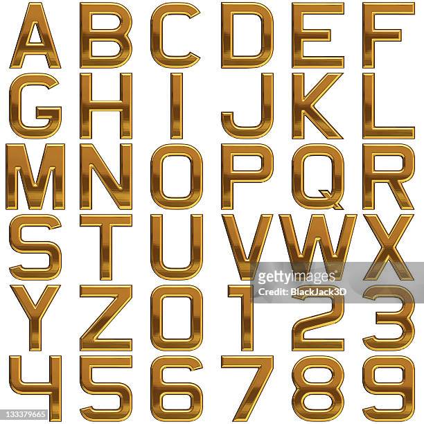 alfabeto oro de gran tamaño (adicional). - letras 3d fotografías e imágenes de stock