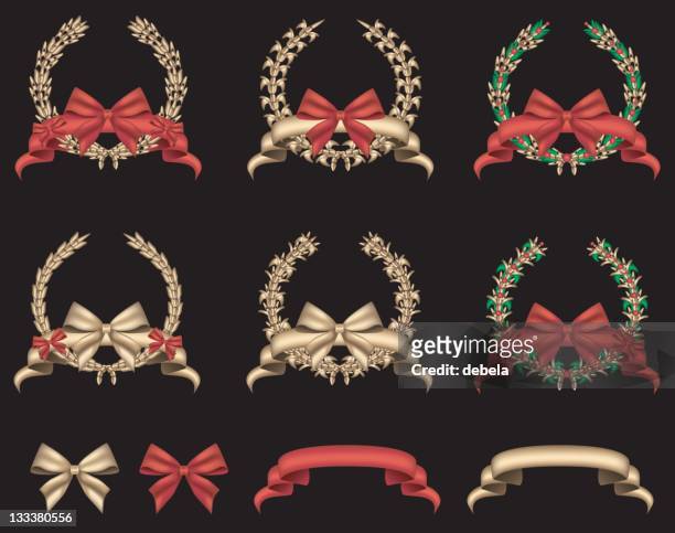 laurel wreaths with bows - laurel maryland stock illustrations