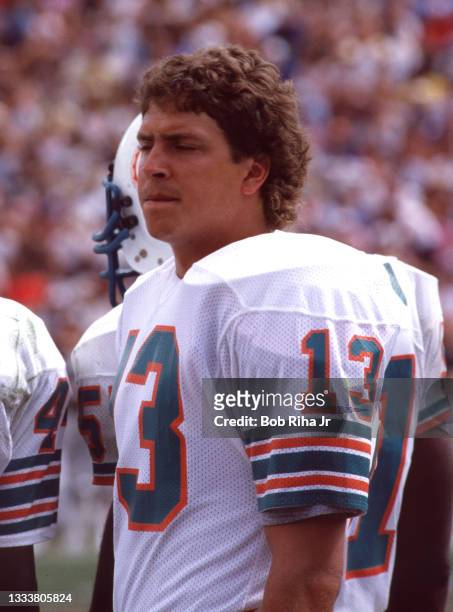 Miami quarterback Dan Marino during game of Los Angeles Raiders against Miami Dolphins, August 19, 1984 in Los Angeles, California.