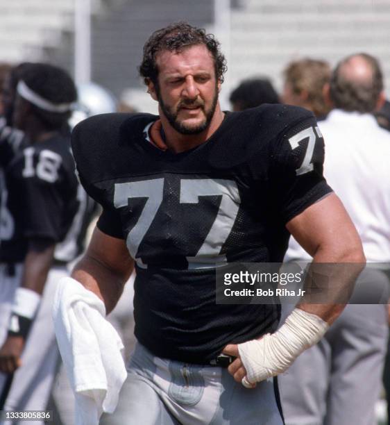 Los Angeles Raiders Lyle Alzado during game of Los Angeles Raiders against Miami Dolphins, August 19, 1984 in Los Angeles, California.