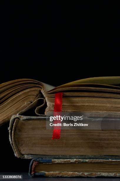 vintage books. - bookmark stock pictures, royalty-free photos & images