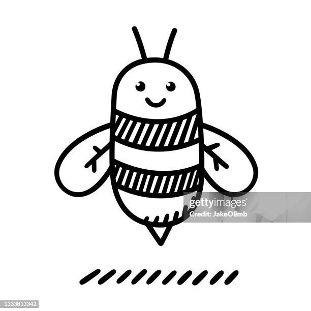 bee doodle 5 - bumblebee white stock illustrations