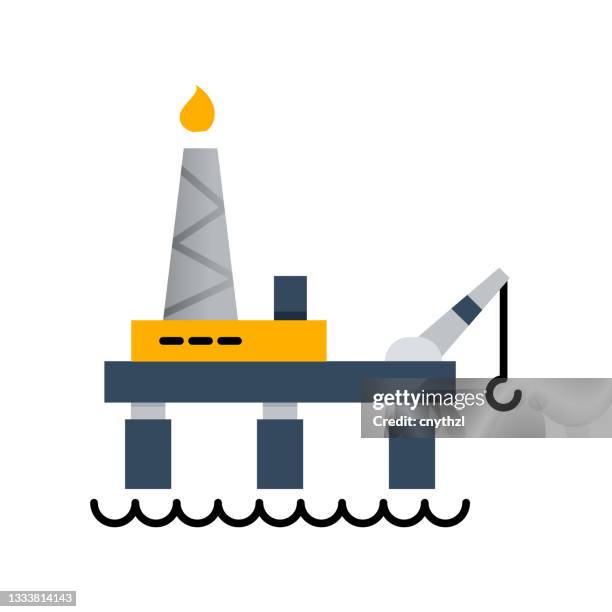 offshore platform flat icon. flat design vector illustration - offshore platform drilling rig stock illustrations
