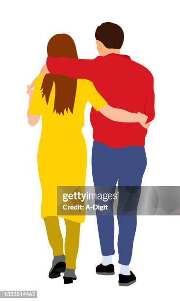 stockillustraties, clipart, cartoons en iconen met couple holding on - jong koppel