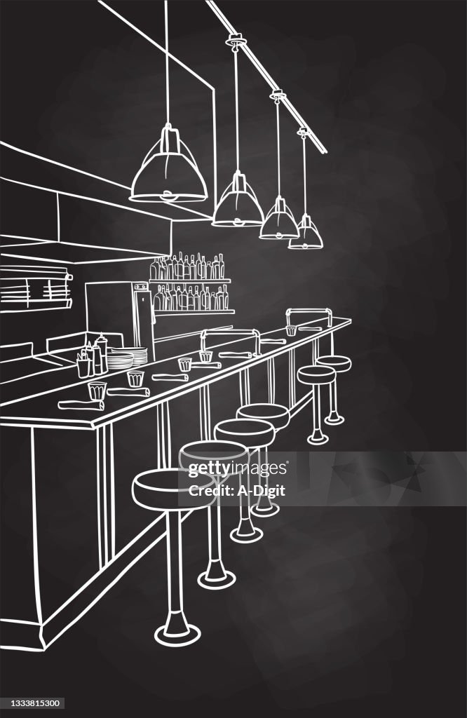 Diner Old Bar Stools Chalkboard