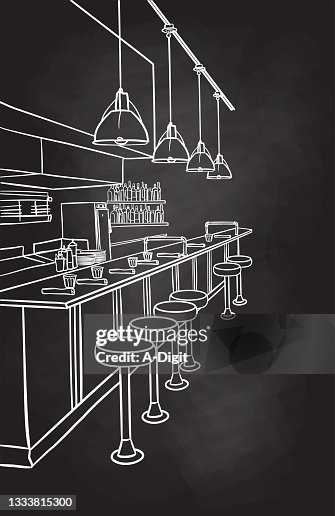 Diner Old Bar Stools Chalkboard Diner Old Bar Stools Chalkboard