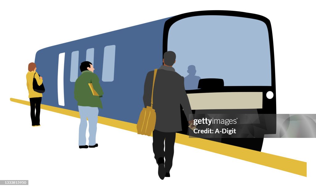 Train Station Crowd Flat Design