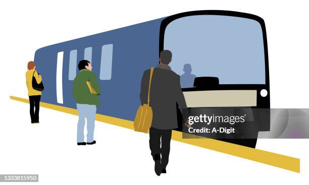 train station crowd flat design - train ticket stock illustrations