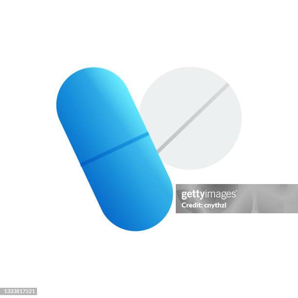 medicine pills flat icon. flat design vector illustration - capsule stock illustrations