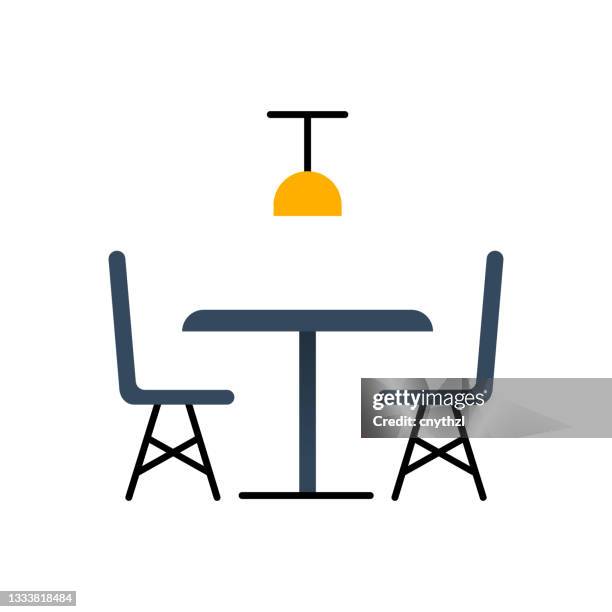 dining table flat icon. flat design vector illustration - empty chair dinner stock illustrations