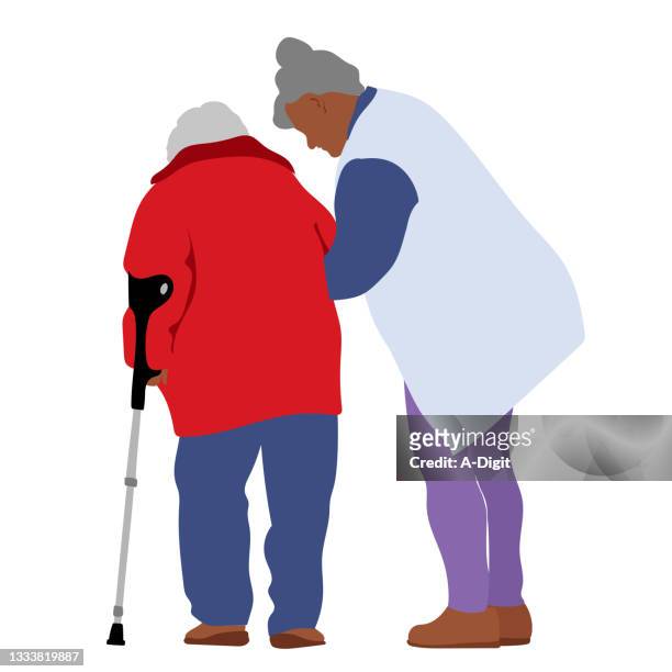 helping elderly mom - grandma cane stock illustrations