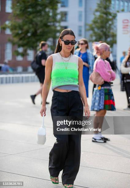 Alice Barbier seen outside Baum und Pferdgarten on August 11, 2021 in Copenhagen, Denmark.