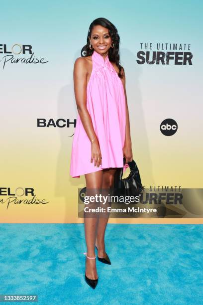 Natasha Parker attends ABC's "Bachelor In Paradise" And "The Ultimate Surfer" Premiere at Fairmont Miramar - Hotel & Bungalows on August 12, 2021 in...