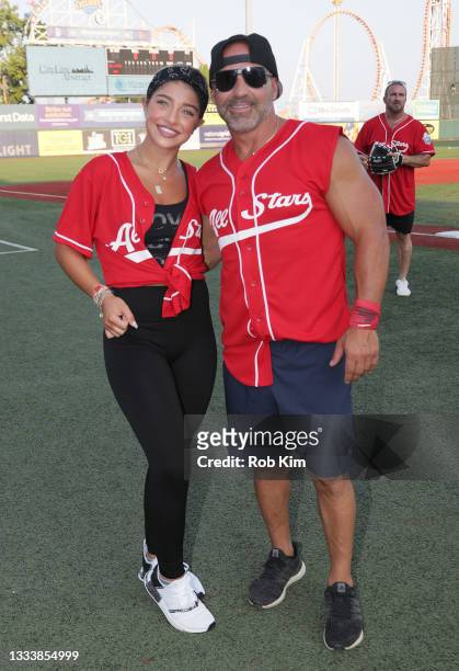 Gia Giudice and Joe Gorga of The Real Housewives of New Jersey attend the 2021 Battle for Brooklyn celebrity softball game at Maimonides Park, Coney...