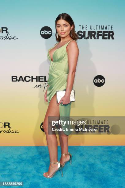 Hannah Ann Sluss attends ABC's "Bachelor In Paradise" And "The Ultimate Surfer" Premiere at Fairmont Miramar - Hotel & Bungalows on August 12, 2021...