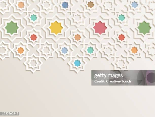 illustrazioni stock, clip art, cartoni animati e icone di tendenza di sfondi ornamentali colorati - islamismo