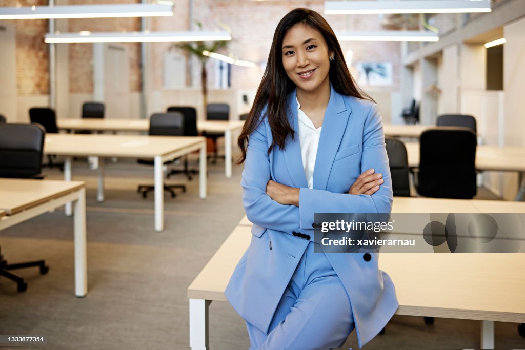 Office Portrait of Confident Mid 30s Korean Businesswoman