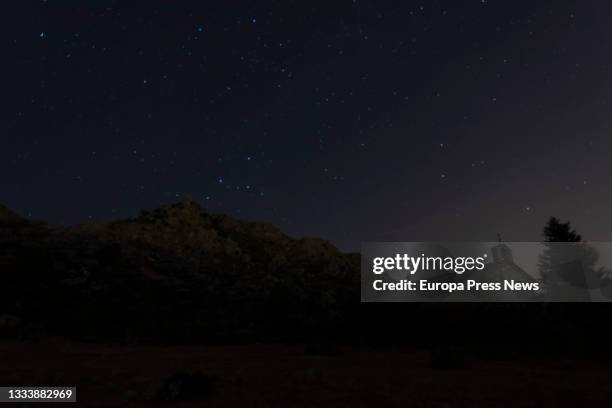 General view of the night sky in the mountains of Madrid, on 12 August, 2021 in the hermitage of El Boalo, Madrid, Spain. This Thursday night the...