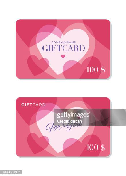 gift card template with hearts background. - gift tag stock illustrations