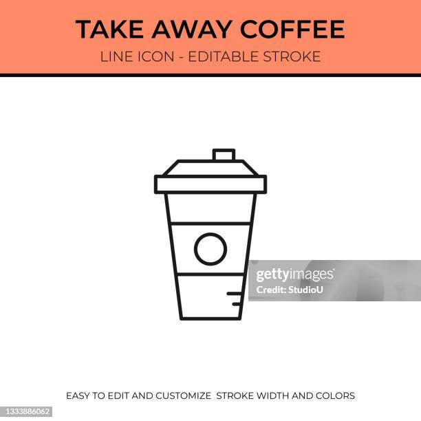 take away coffee single line icon - milkshake isolated stock illustrations