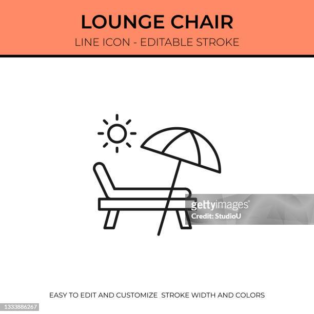ilustraciones, imágenes clip art, dibujos animados e iconos de stock de icono de una sola línea de lounge chair - parasol