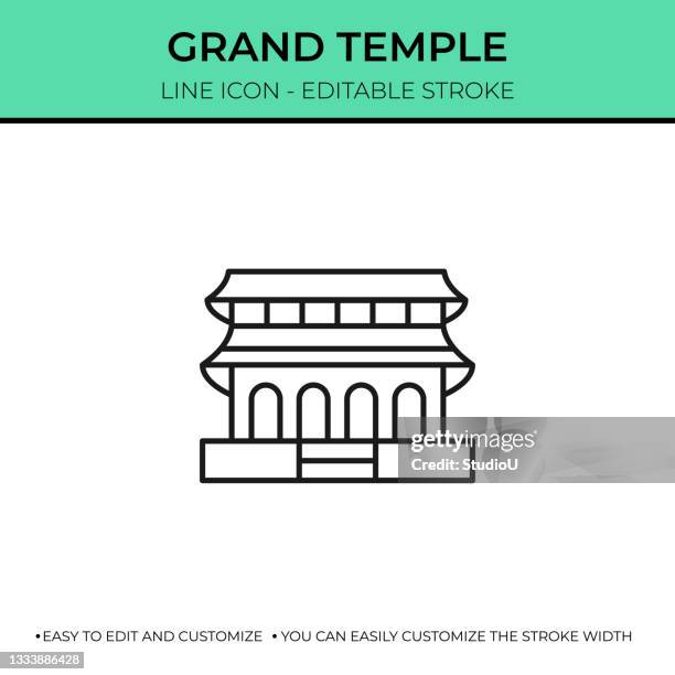 grand temple single line icon - stupa stock illustrations