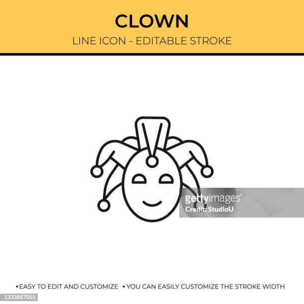 ilustrações de stock, clip art, desenhos animados e ícones de clown single line icon - comedian