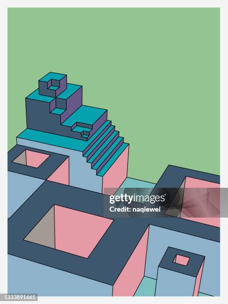 illustrations, cliparts, dessins animés et icônes de vector 3d structure structure composition motif géométrique arrière-plan illustration pour la conception - architecture 3d