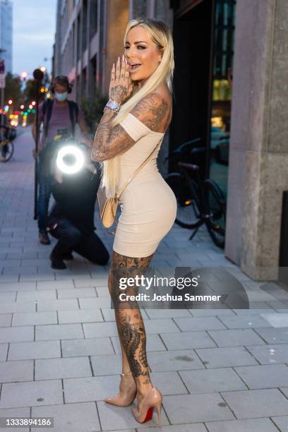 Gina-Lisa Lohfink attends the Release Party for the Charity Song "Sucht" on August 12, 2021 in Dusseldorf, Germany.