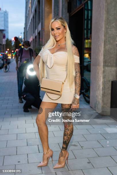 Gina-Lisa Lohfink attends the Release Party for the Charity Song "Sucht" on August 12, 2021 in Dusseldorf, Germany.