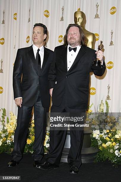 Tom Hanks, presenter, with William Monahan, winner Best Adapted Screenplay for ôThe Departedö
