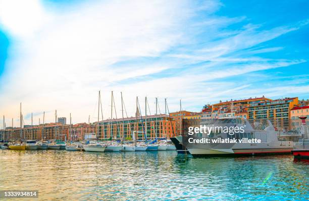 beautiful harbour view in marseille. - alpha channel stock pictures, royalty-free photos & images
