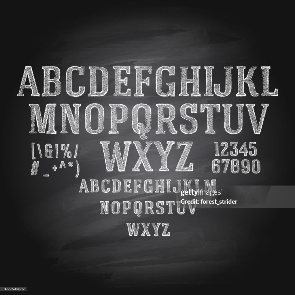 Letras de desenho de giz no quadro-negro
