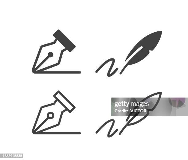 schreiben - illustrationssymbole - feder stock-grafiken, -clipart, -cartoons und -symbole