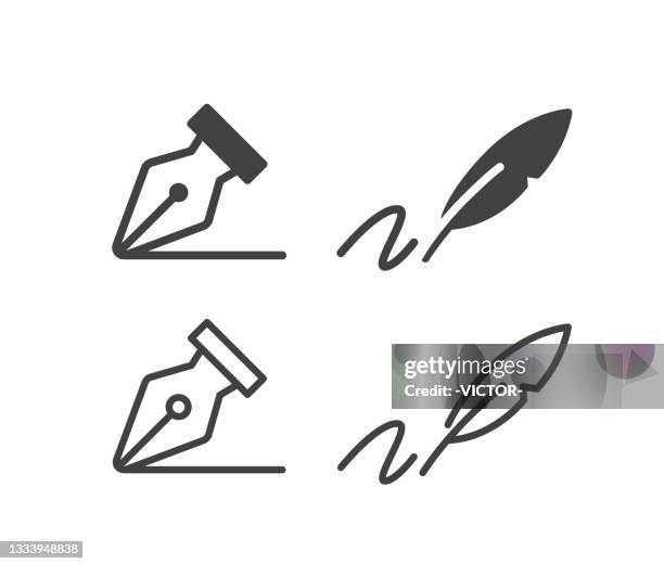 ilustraciones, imágenes clip art, dibujos animados e iconos de stock de escritura - iconos de ilustración - pluma de ave