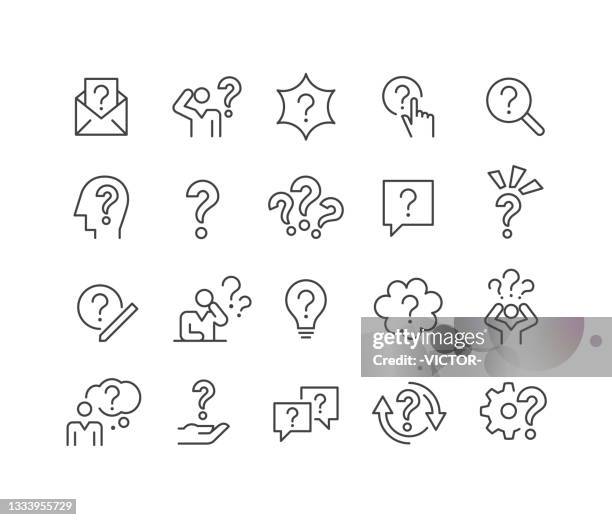 fragesymbole - classic line serie - thinking bubble stock-grafiken, -clipart, -cartoons und -symbole