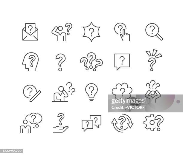 question icons - classic line series - q and a stock illustrations