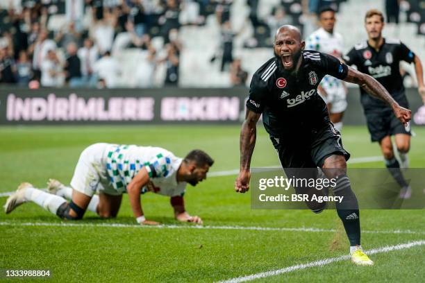 Georges Kevin Nkoudou Mbida of Besiktas celebrate 1-0 during the Super Lig match between Besiktas and Caykur Rizespor at Vodafone Park on August 13,...